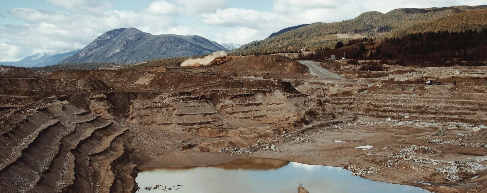 An open pit mine and the country around it