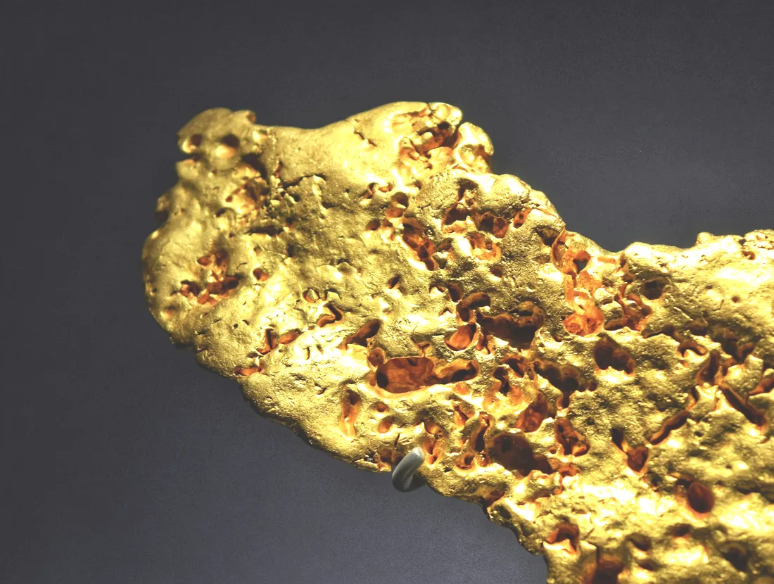 A gold nugget on a dark ground