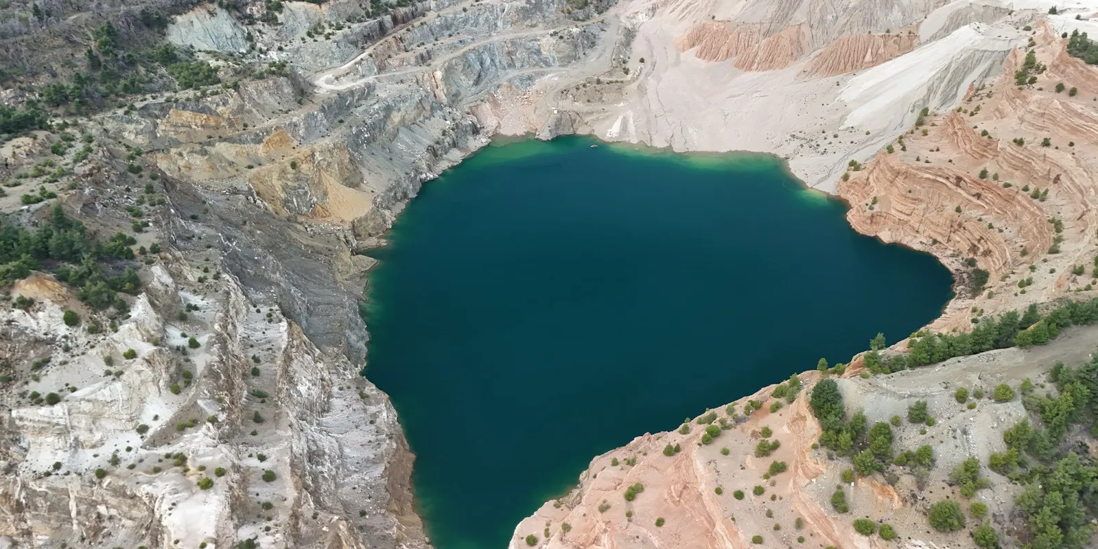 A worked-out pit holding water